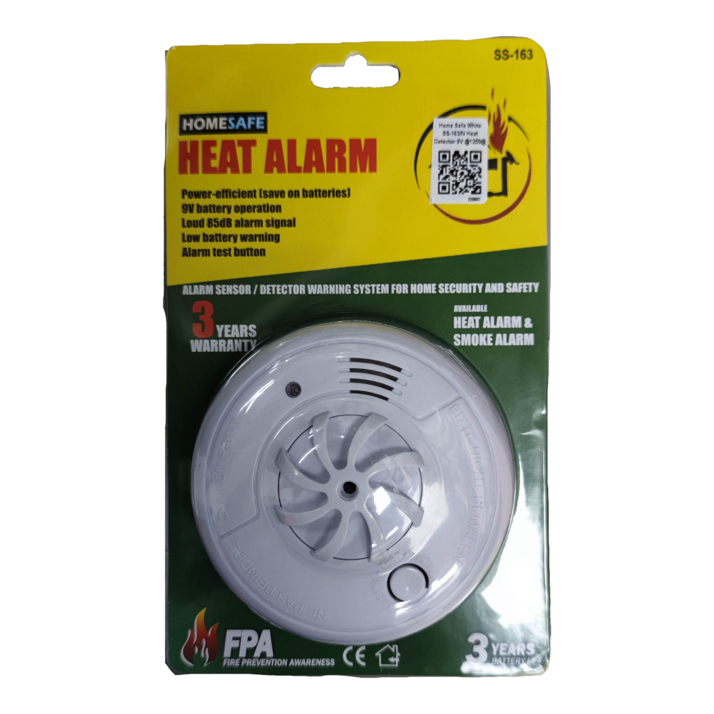 Home Safe Heat Detector 9V Battery Operated SS-163