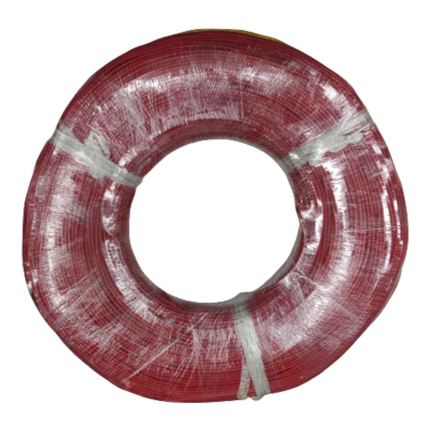 Coiled red wire on a white background