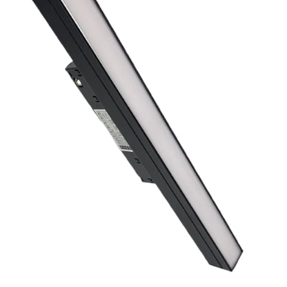 A slim rectangular LED light bar or panel shown diagonally on a plain white background, with a black housing and a bright white illuminated face.