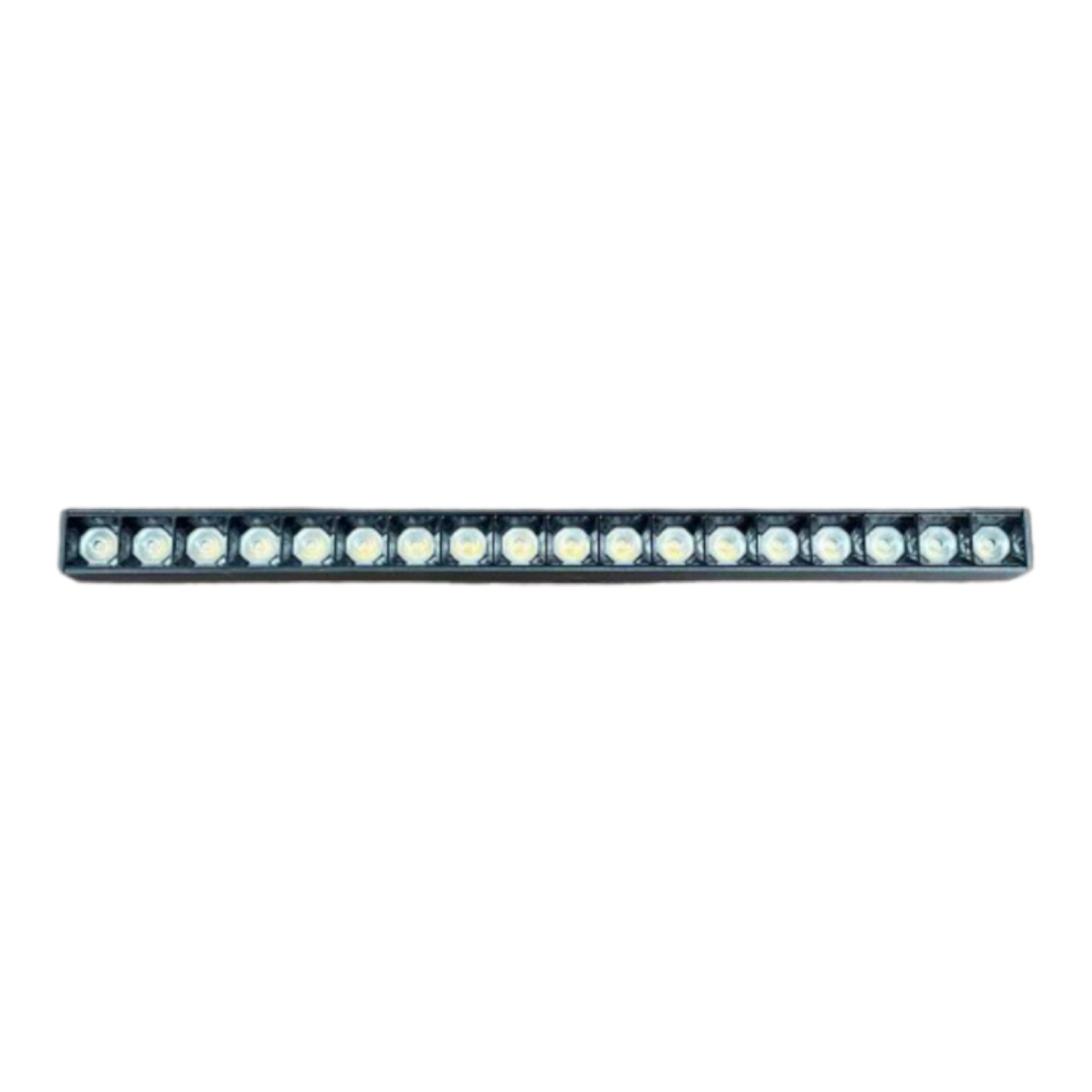 A long, narrow rectangular LED light bar with multiple small circular white LEDs on a dark housing, shown horizontally against a plain white background.