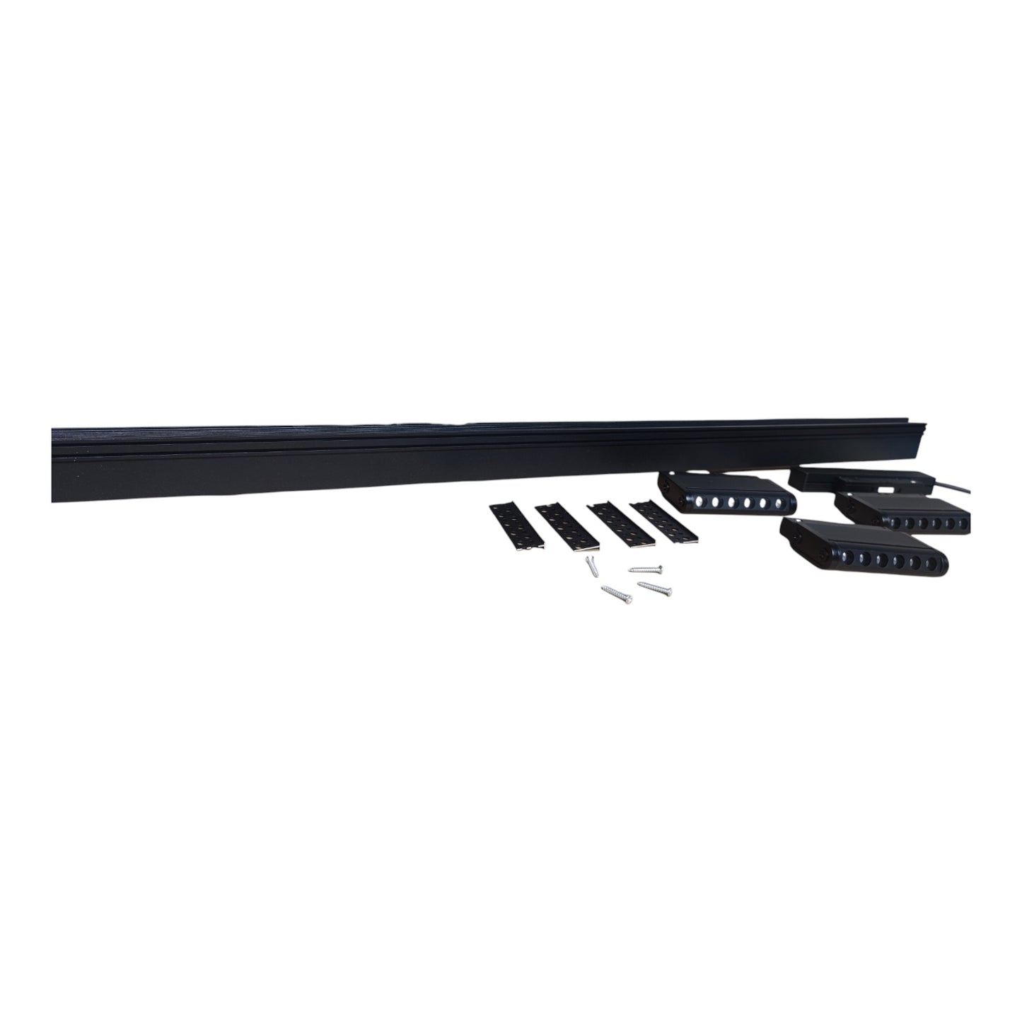 Black mechanical component on a white background