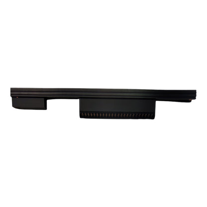 A black metal mounting bracket or clip shown from a side profile view against a solid white background.