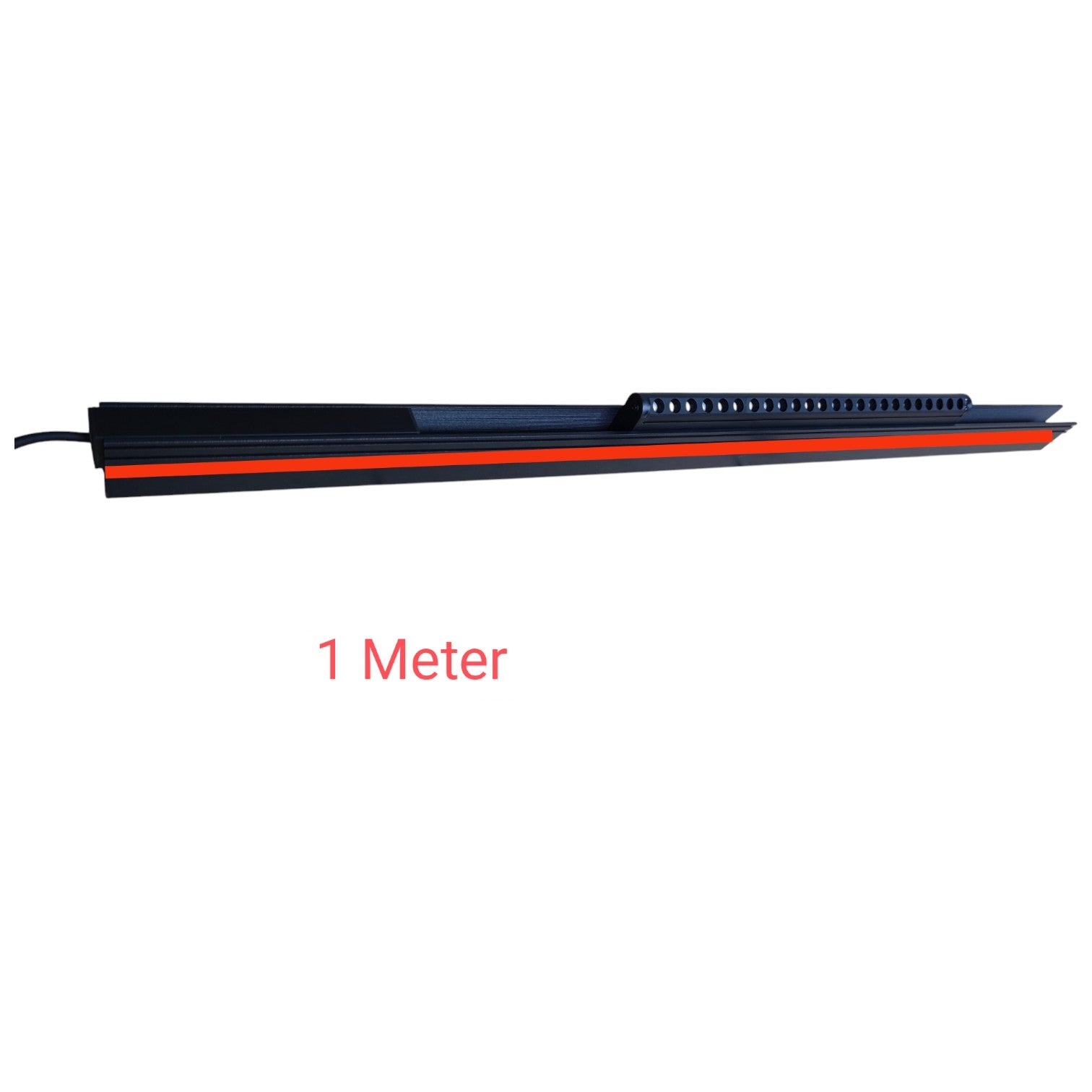 Long rectangular object with red stripe labeled '1 Meter' on a white background