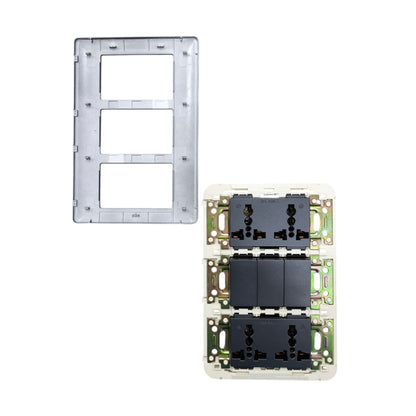 Omni 3 Gang 3 Way Switch with 4 Gang Universal Outlet with Ground Graphite Dark Gray 16A 250V DWP-119G+2XDWU-402G+3XDWS-223G