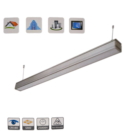 FSL 36W LED Linear Suspension Light 220V Daylight 6500K 2700 Lm Aluminum IP20 120 Beam Angle SSPL3C-36 1200mm x 70mm x 70mm Pendant Mounting