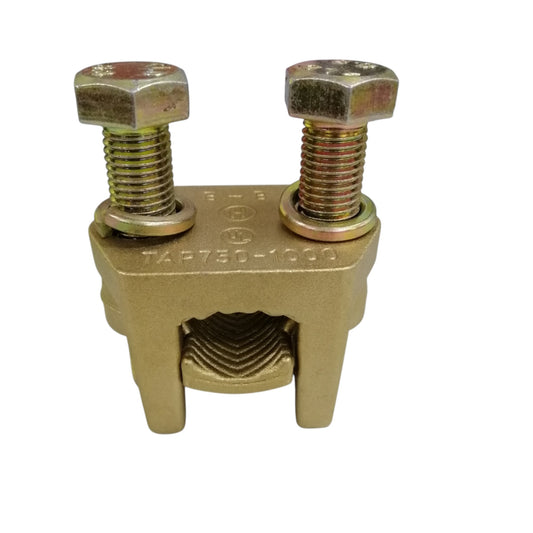 B-B Solderless Connector 2 Bolt brass cable clamp with two hex bolts for grounding and conductor splicing