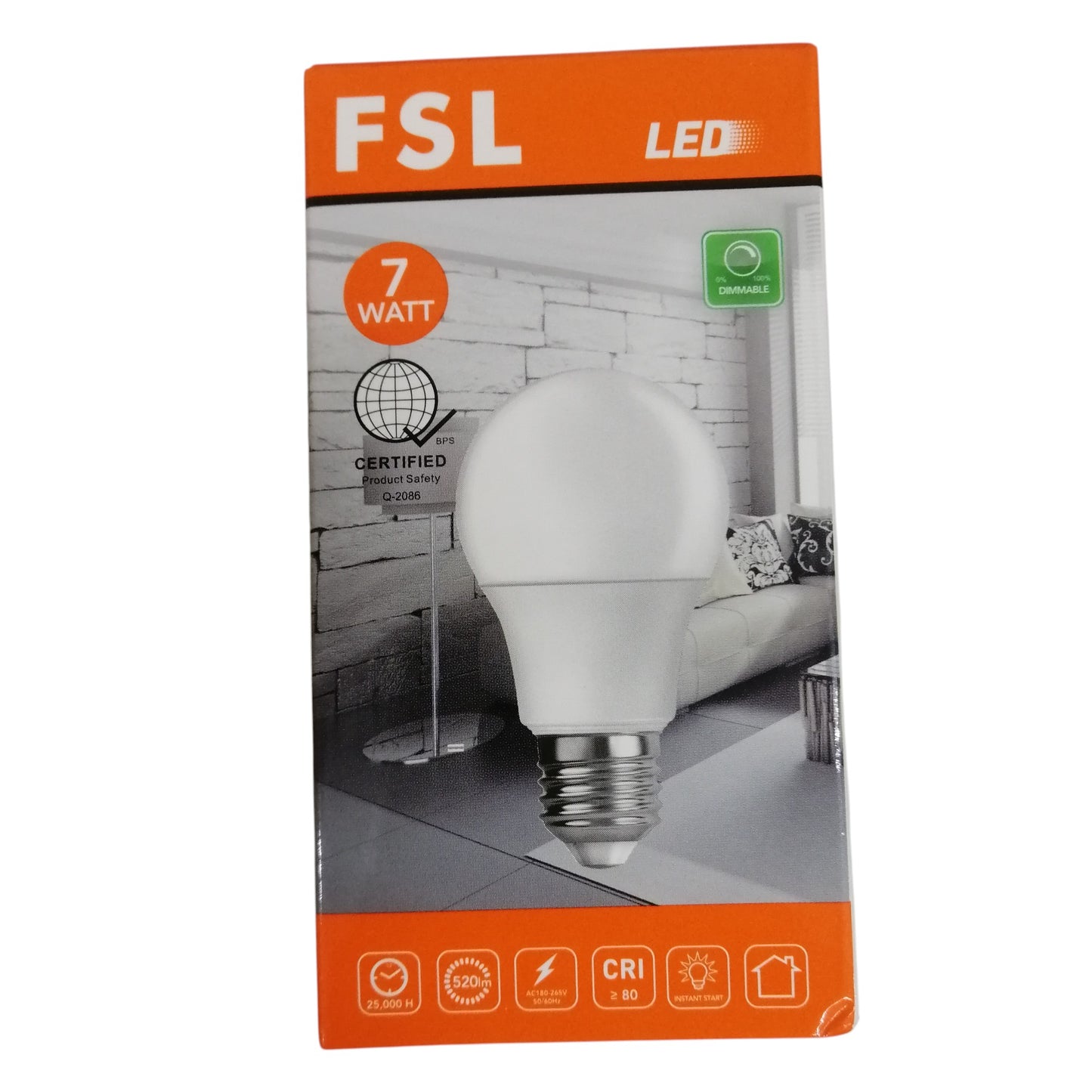 FSL Dimmable LED Bulb 7W E27 180-265V Daylight Lm520 BA60D-7DL 6500K