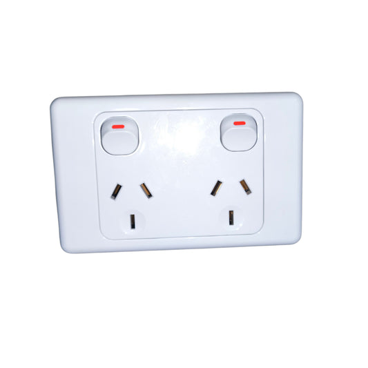 2 Gang Type I Outlet with Switch 10A 220V with Face Plate