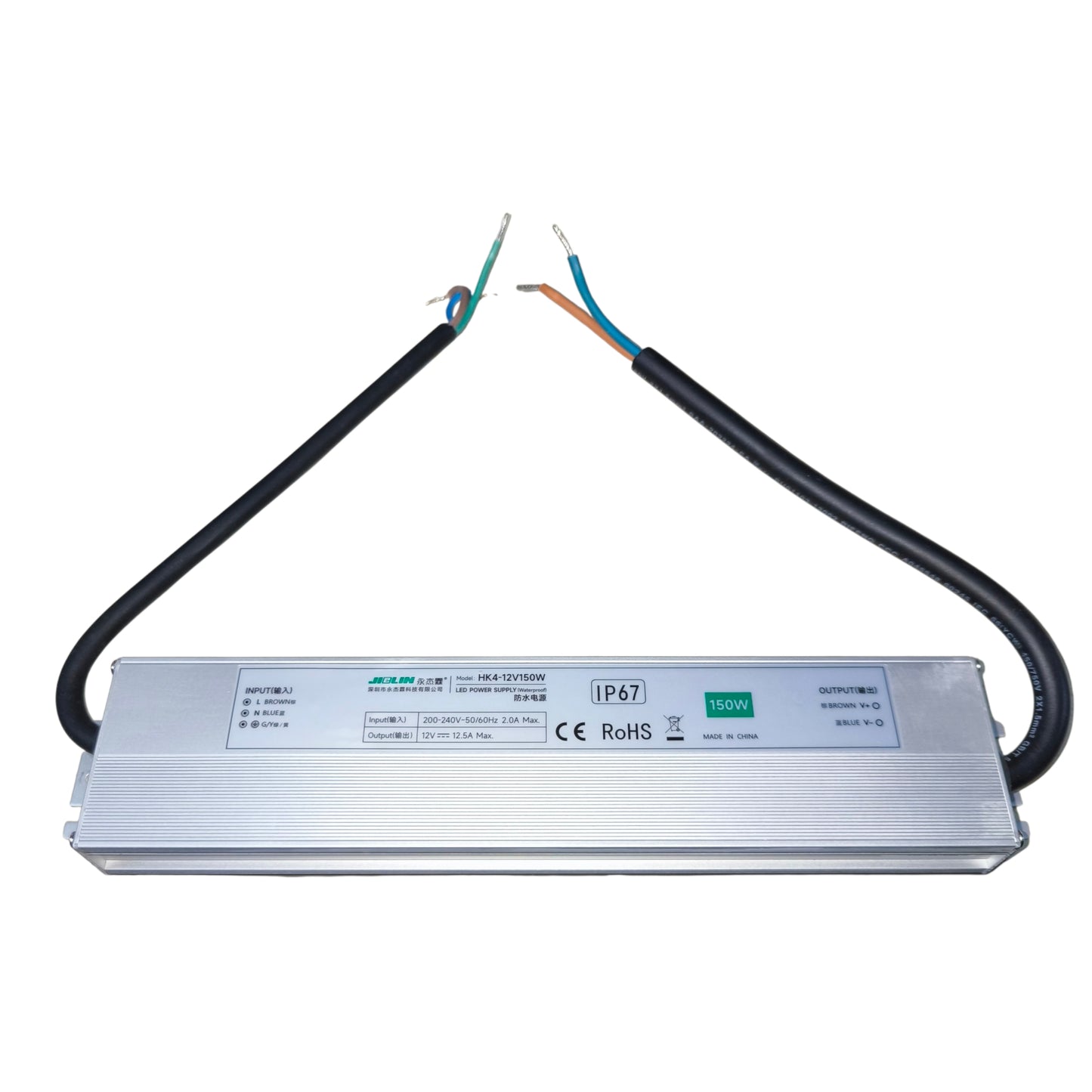 Jeilin Waterproof 12V 12.5A / 12V 150W Power Supply IP67 220V 60HZ HK4-12V150W