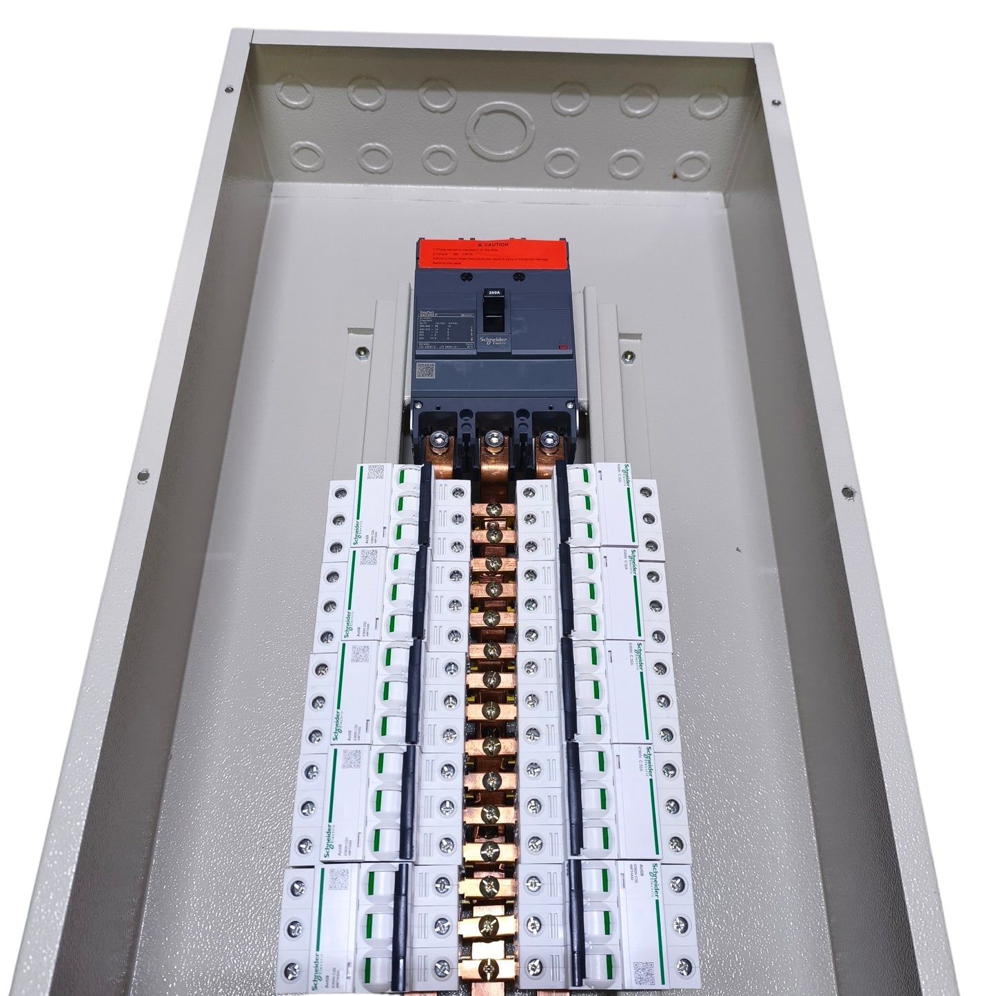 Panel Board Only Schneider Breaker Main EZC250F 250AF 3 Pole MCCB 38 Branches 1 Pole IC60N, 18 Branches 2 Pole, 12 Branches 3 Pole