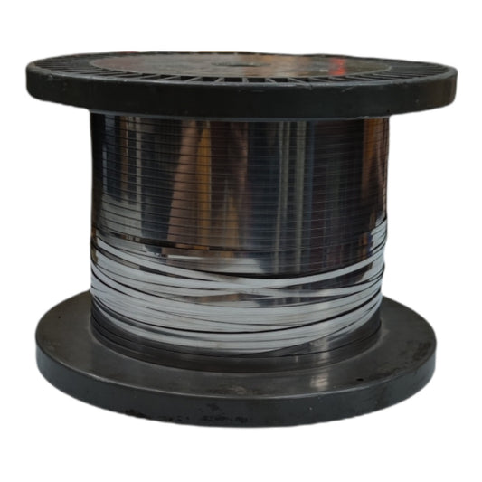 A spool of white cable or wire wound around a black plastic core, shown against a plain white background.