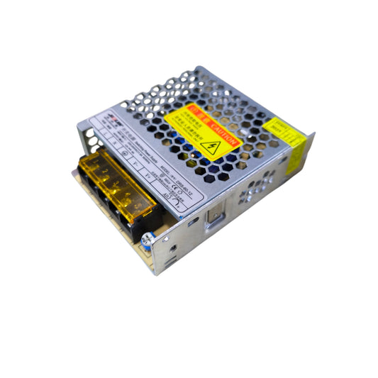 Power supply unit with warning label on a white background