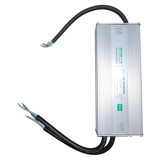 Electrical power supply unit with wires on a white background