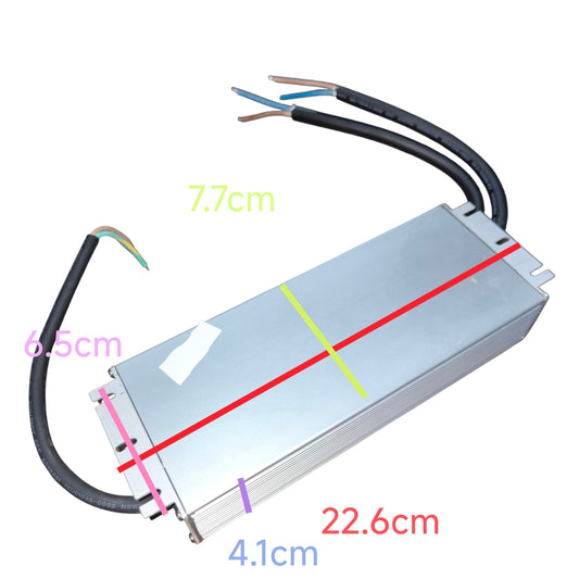 Rectangular electronic component with labeled dimensions on a white background