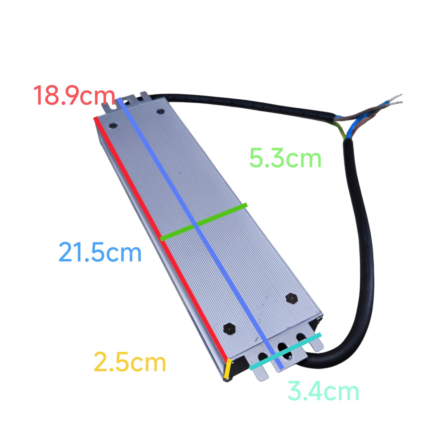 Rectangular component with dimensions labeled on a white background