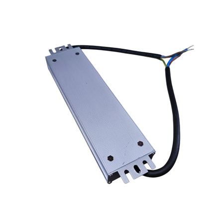 Rectangular metal component with wires on a white background