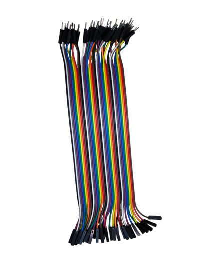 Colorful 26 AWG male to female jumper wires for connecting electrical components and projects