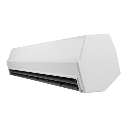 A white wall-mounted air conditioner or split system outdoor condenser cover, shown from a three-quarters perspective against a solid white background.