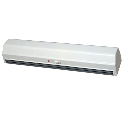 A white wall-mounted air conditioner outdoor condenser cover with a dark gray vented base, shown against a plain white background.