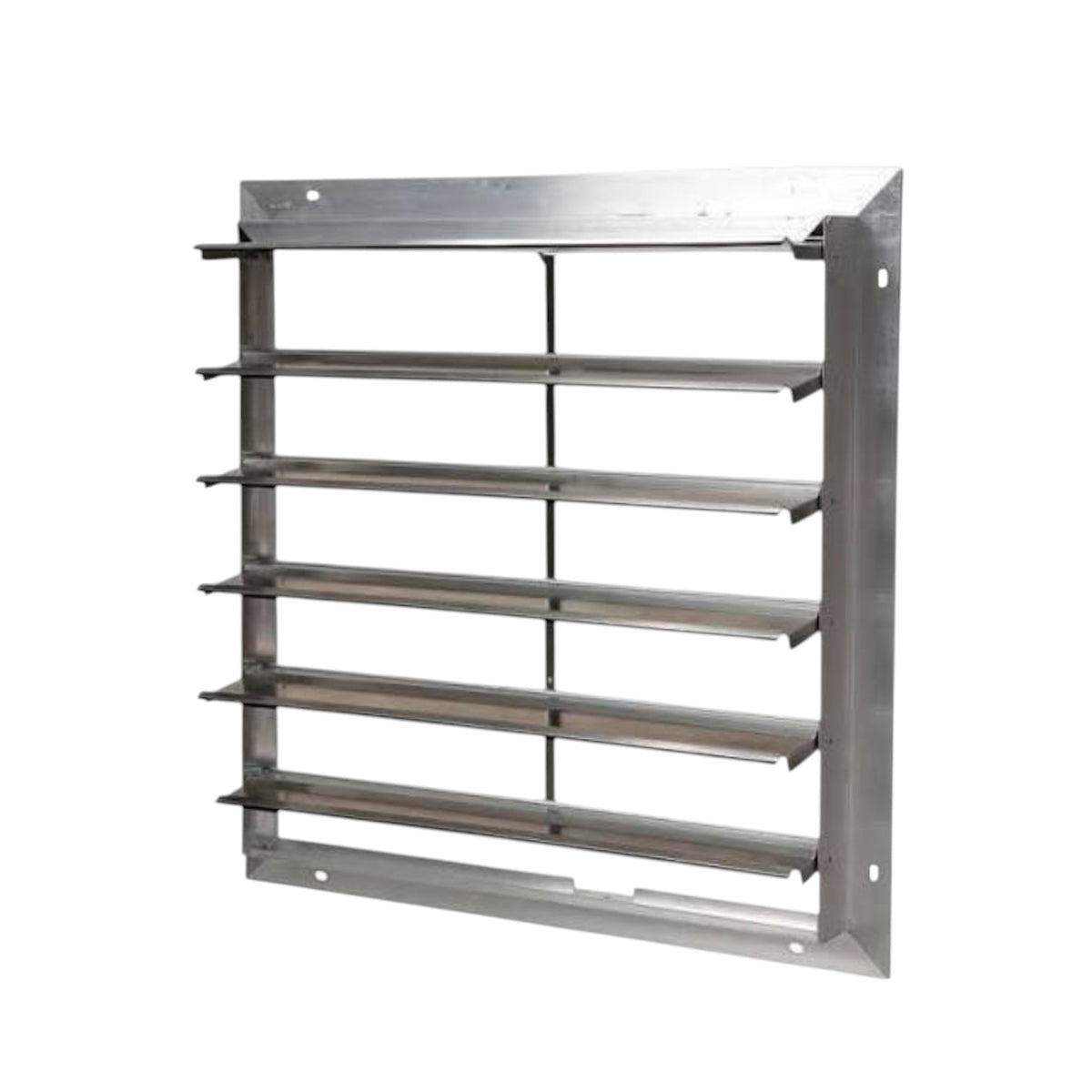A stainless steel ventilation grille or louvered panel with a rectangular frame and five horizontal slats, shown against a plain white background.
