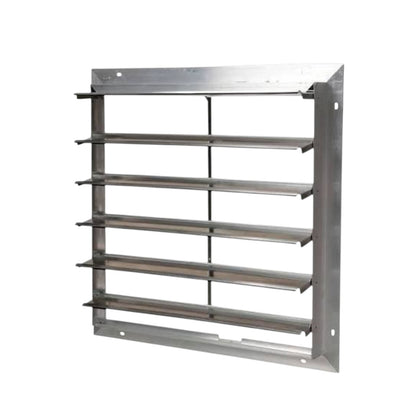 A stainless steel ventilation grille or louvered panel with a rectangular frame and five horizontal slats, shown against a plain white background.