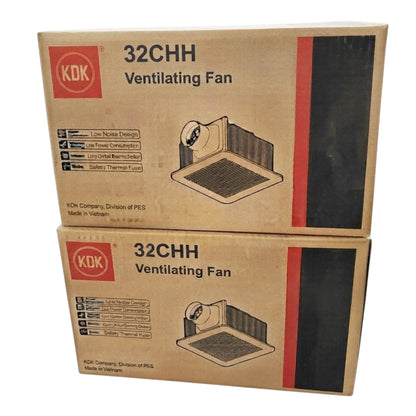 Two stacked KDK 32CHH Ventilating Fan boxes on a plain white background.