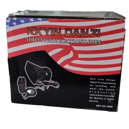 Electx Electrical Supply Electronic Horn 12V with three sounds and remote control in black package