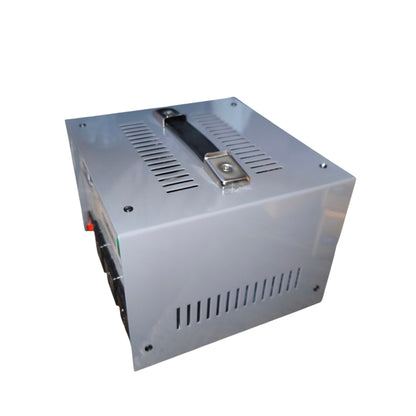 Rectangular electronic device with ventilation slots on a white background