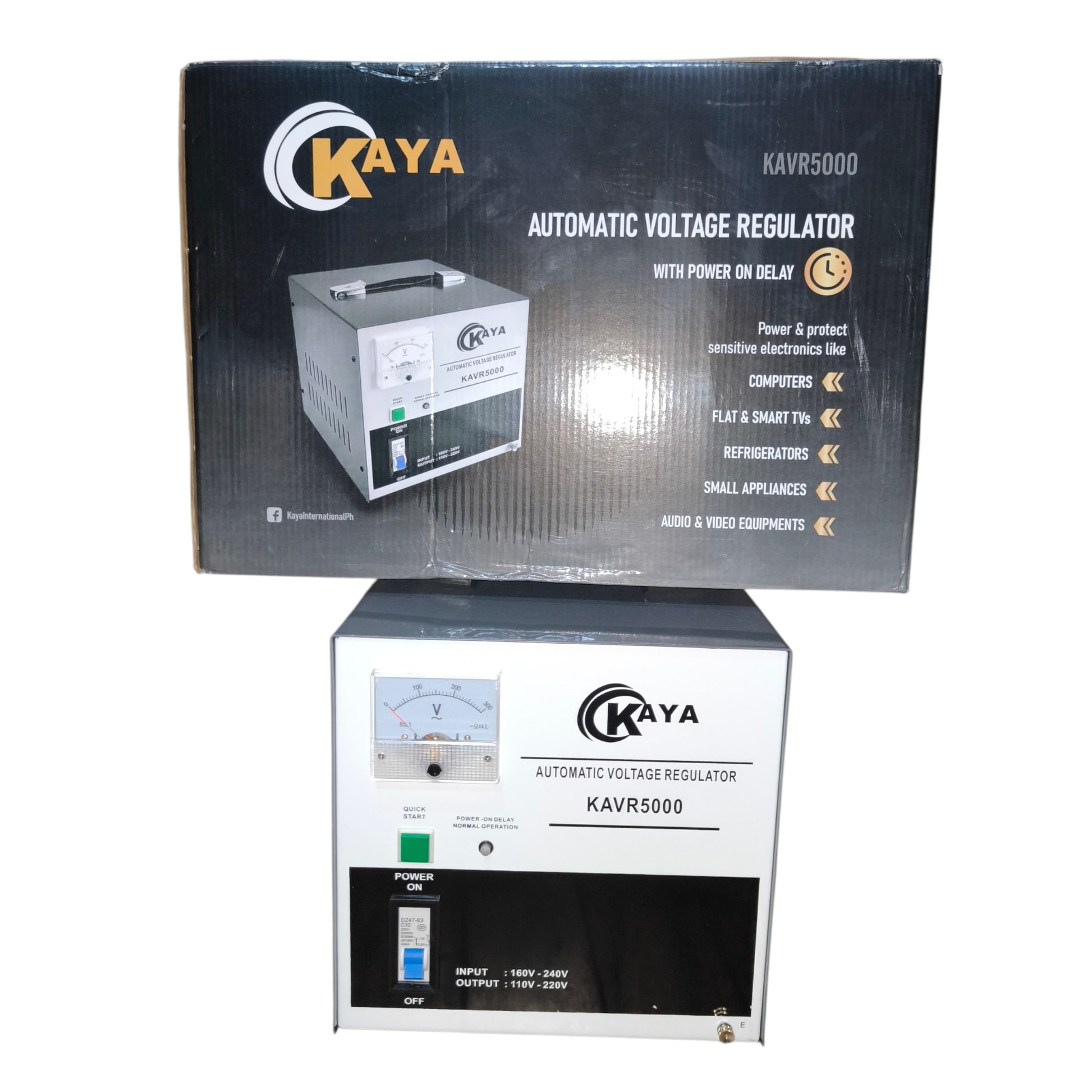 Kaya Automatic Voltage Regulator packaging on a white background