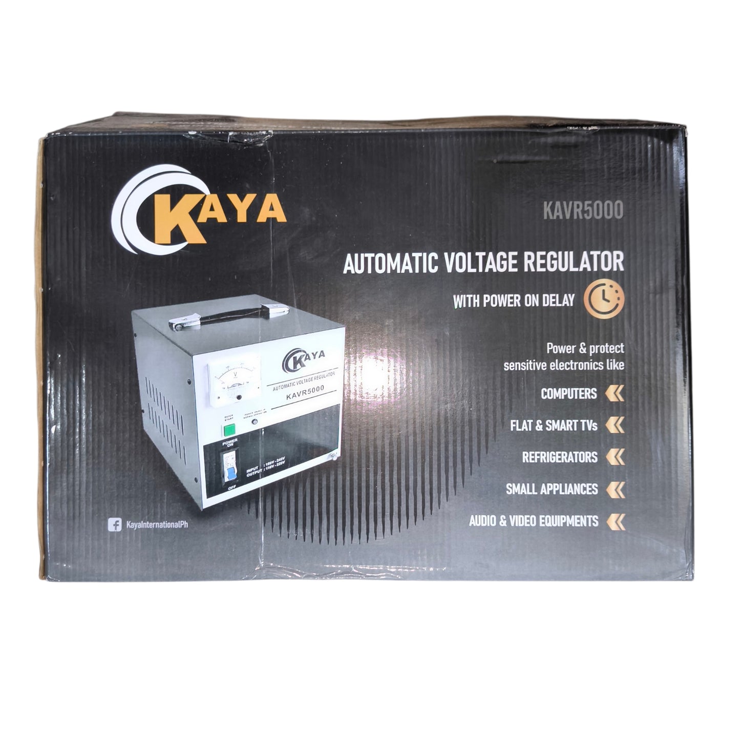 Kaya Automatic Voltage Regulator packaging on a white background