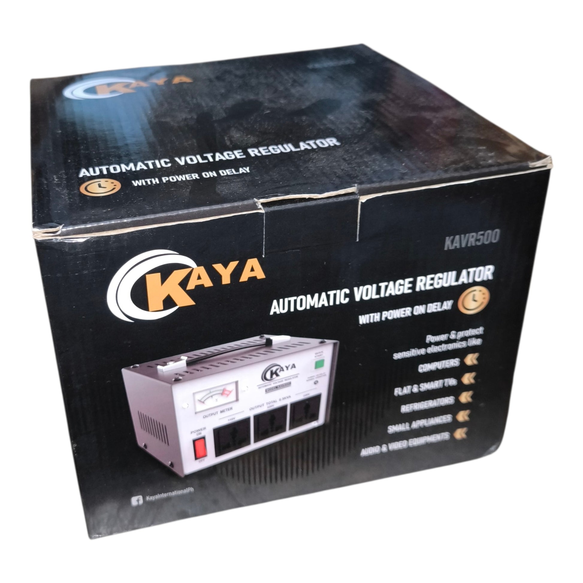 Kaya Automatic Voltage Regulator box with product image on a white background