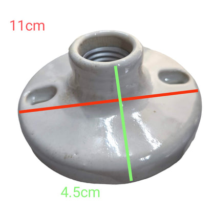 A round ceramic threaded plug or connector base shown on a white background with red and green measurement lines and text labels indicating dimensions 11cm and 4.5cm.