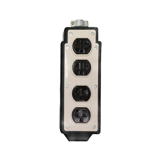 Three electrical outlets on a white background