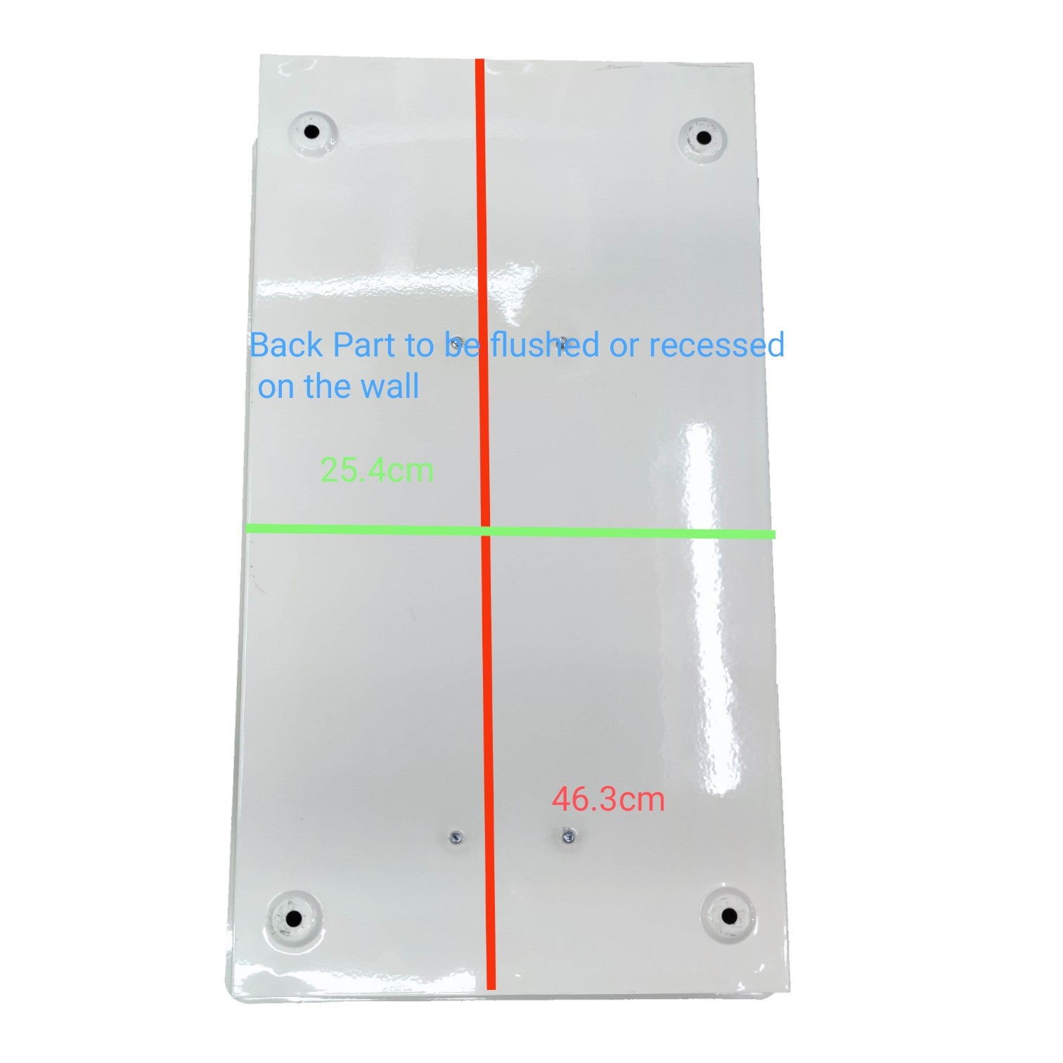 White wall plate with measurements and installation instructions on a white background Koten 12 Branches Panel Board 2 Pole Main 2 Pole Branches for Miniature Circuit Breaker KTM1-2P12B Flush Mounted Type Metal Base Electx Electrical Supply