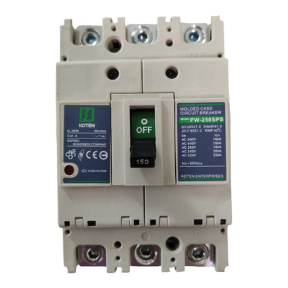 Koten 150A 3P Molded Case Circuit Breaker 25KAIC 250V MCCB Industrial Circuit Breaker PW-250SPS150A3P