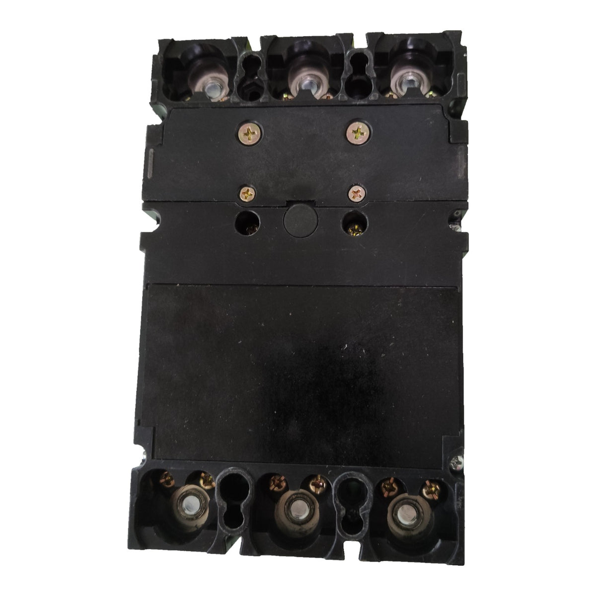 A black industrial electrical contactor or relay component with terminal blocks at the top and bottom, photographed on a plain white background.