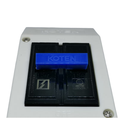 A Siemens industrial electrical component featuring a white plastic housing, a black dual-contact terminal block, and a prominent blue plastic safety switch labeled 'KOTEN'.