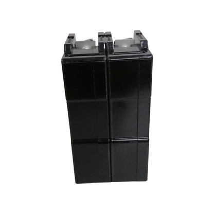 Two black batteries on a white background