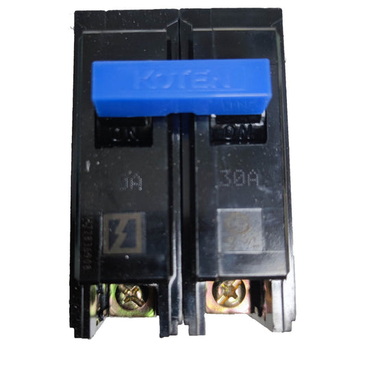 Koten 30A circuit breaker with dual toggle switches for electrical safety and overload protection