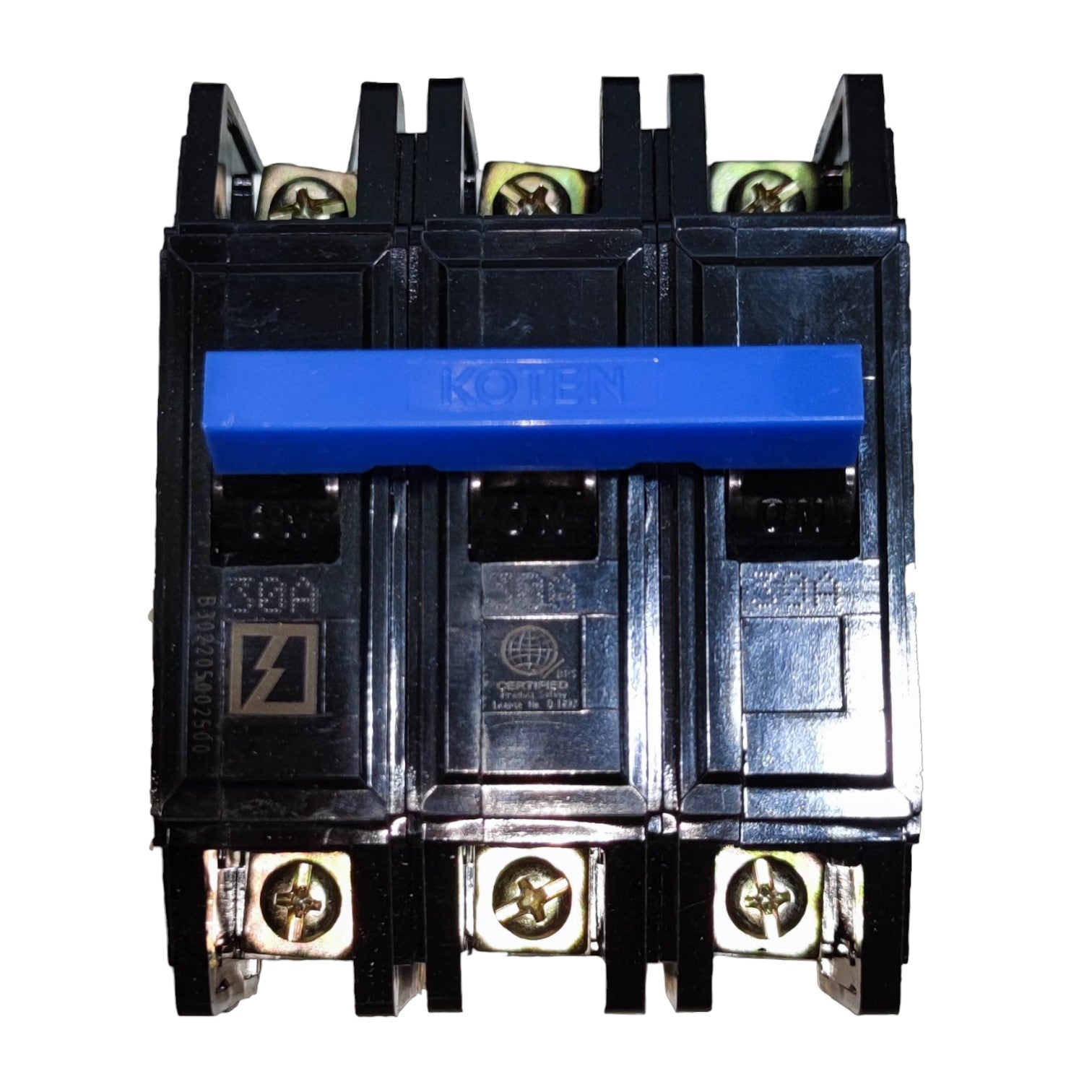 Electrical circuit breaker with 'Kotem' branding on a white background Koten 30A 3Pole 10KAIC 220V Circuit Breaker 3 Phase Bolt On HPH3P30A For Safety Overload