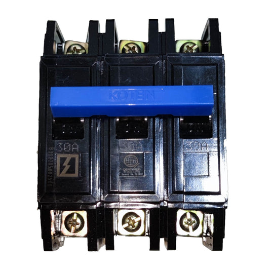 Electrical circuit breaker with 'Kotem' branding on a white background Koten 30A 3Pole 10KAIC 220V Circuit Breaker 3 Phase Bolt On HPH3P30A For Safety Overload
