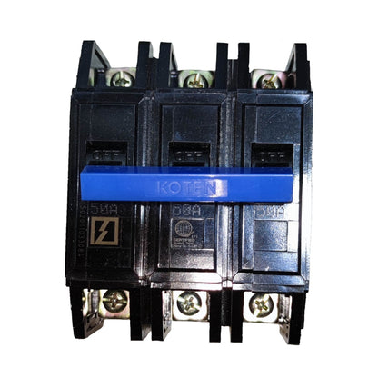 Koten contactor on a white background Koten 50A 3Pole 10KAIC 220V Circuit Breaker 3 Phase Bolt On HPH3P50A for Safety Overload Electx Electrical Supply