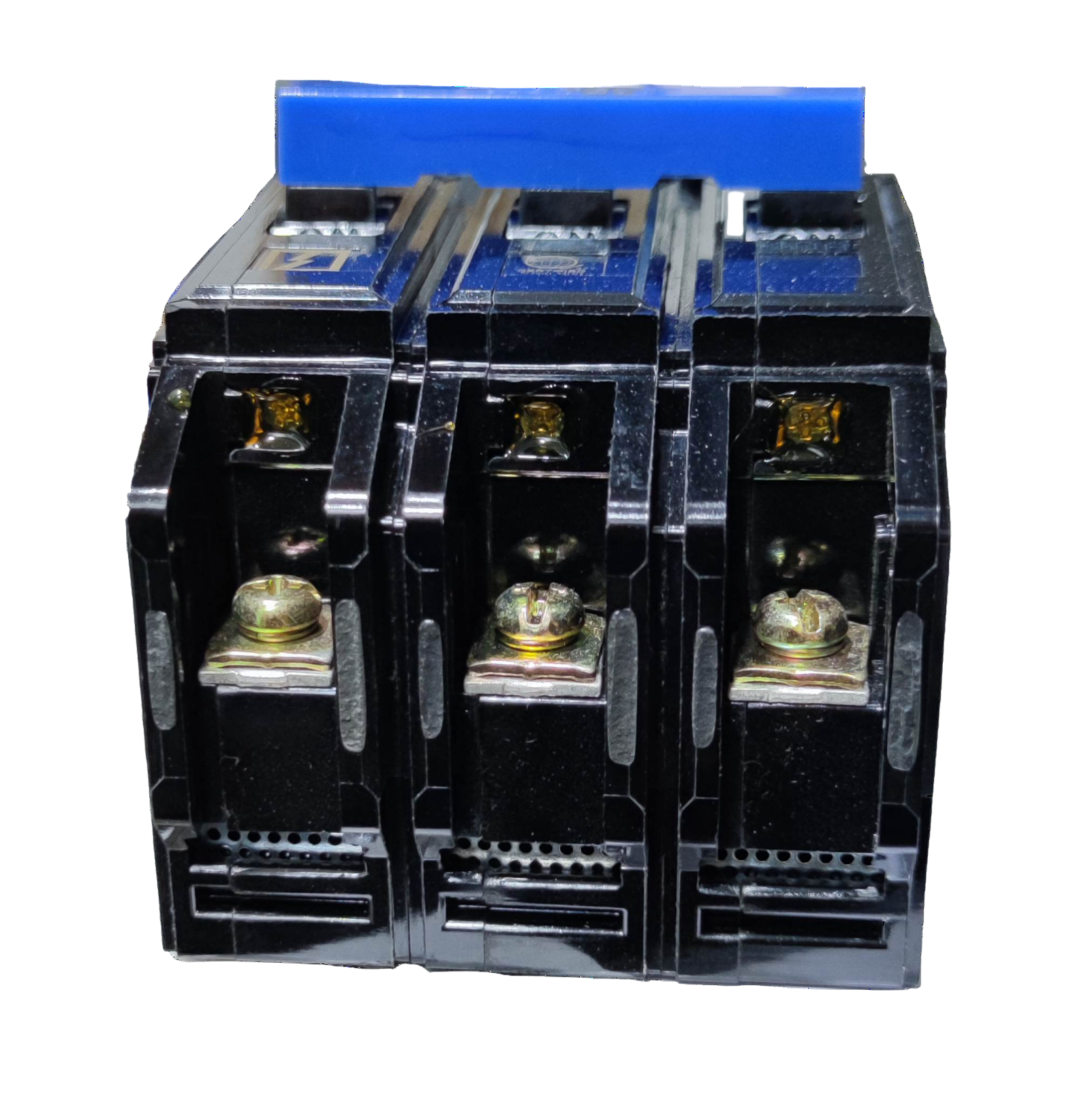 Three-phase electrical contactor on a white background Koten 50A 3Pole 10KAIC 220V Circuit Breaker 3 Phase Bolt On HPH3P50A for Safety Overload Electx Electrical Supply