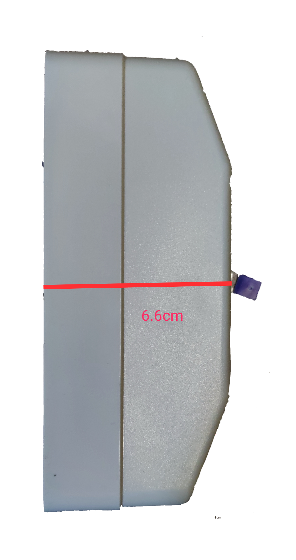 Koten 60A Circuit Breaker with Enclosure 3 Pole showing side profile with 6.6cm width measurement