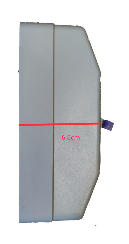 Koten 60A Circuit Breaker with Enclosure 3 Pole showing side profile with 6.6cm width measurement