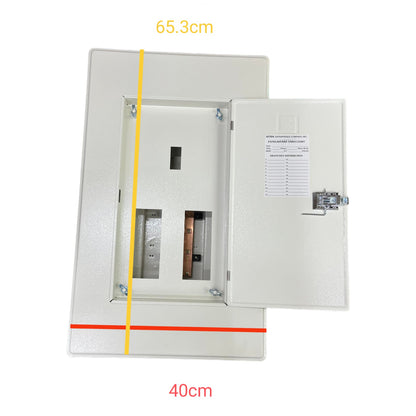 Electrical panel with dimensions labeled on a white background Koten 6 Branches Panel Board Main 250AF 2 Pole for 2 Pole Bolt On Circuit Breaker PB250SP2P6B Electx Electrical Supply