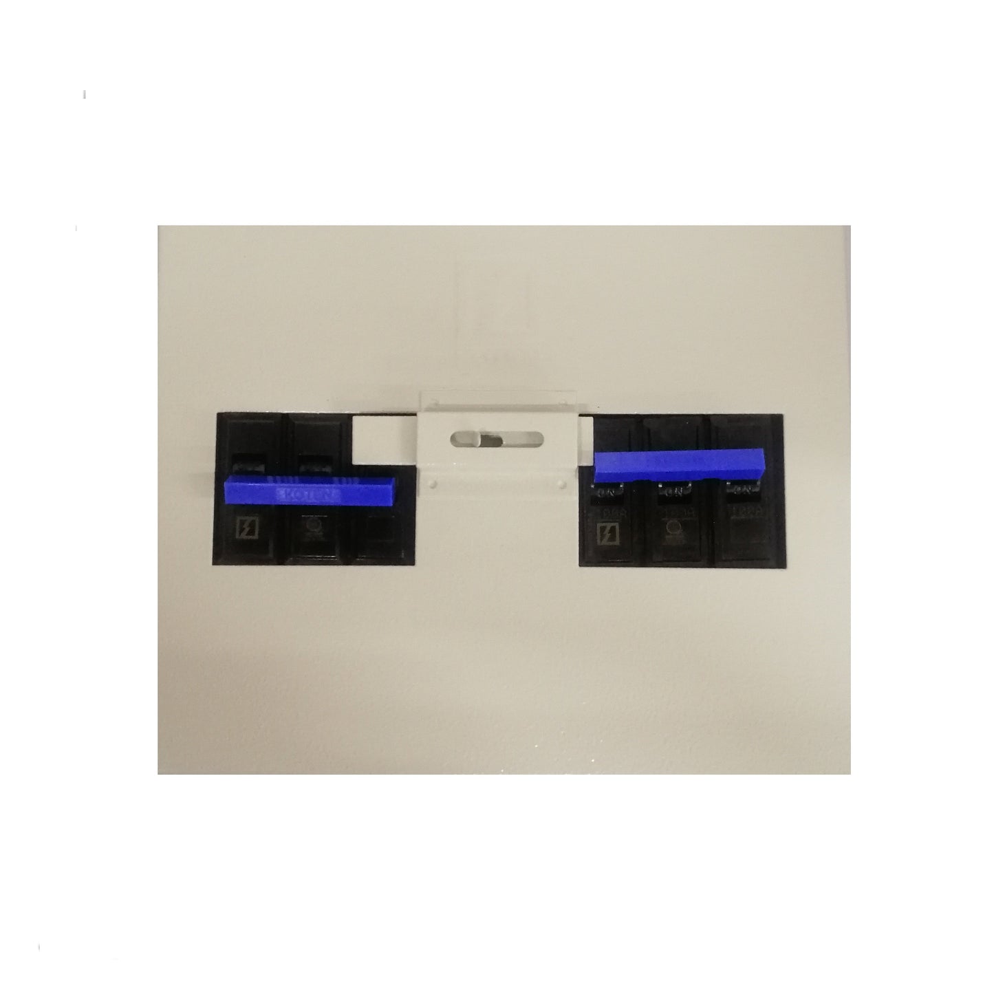 Electrical panel with blue indicator lights on a beige background Koten MTS 100A 3 Pole 10KAIC 220V 3 Phase Double Throw Breaker HPH Manual Transfer Switch 3PDT Electx Electrical Supply