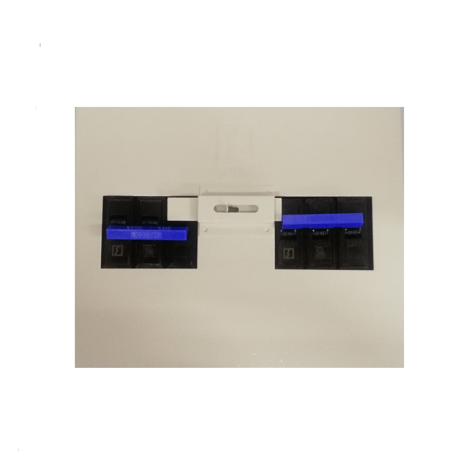 Electrical panel with blue indicator lights on a beige background Koten MTS 100A 3 Pole 10KAIC 220V 3 Phase Double Throw Breaker HPH Manual Transfer Switch 3PDT Electx Electrical Supply