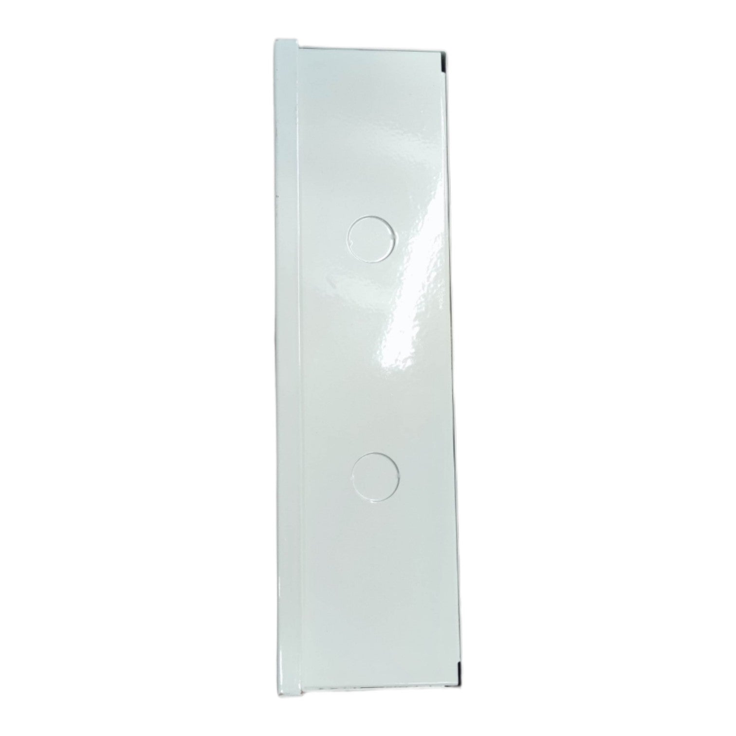Clear plastic cover with two circular cutouts on a white background