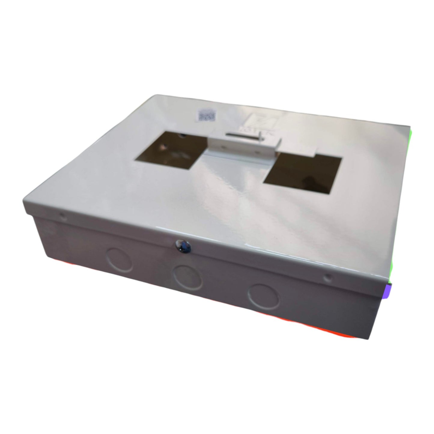 Rectangular electronic device with a screen on a white background